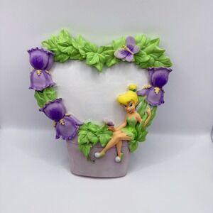 VTG Disney Store Tinker Bell Heart Floral Picture Frame 3D Figurine Collectible